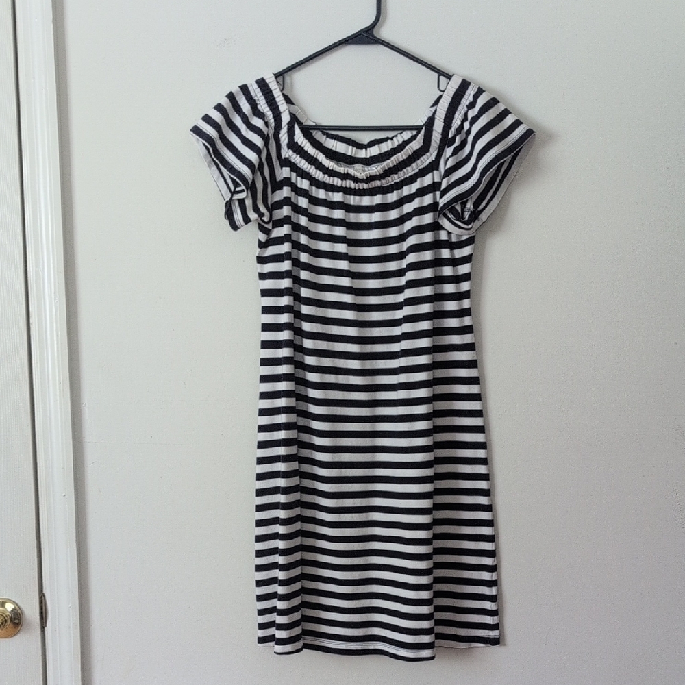 Motherhood Navy Blue and White Striped Maternity Top